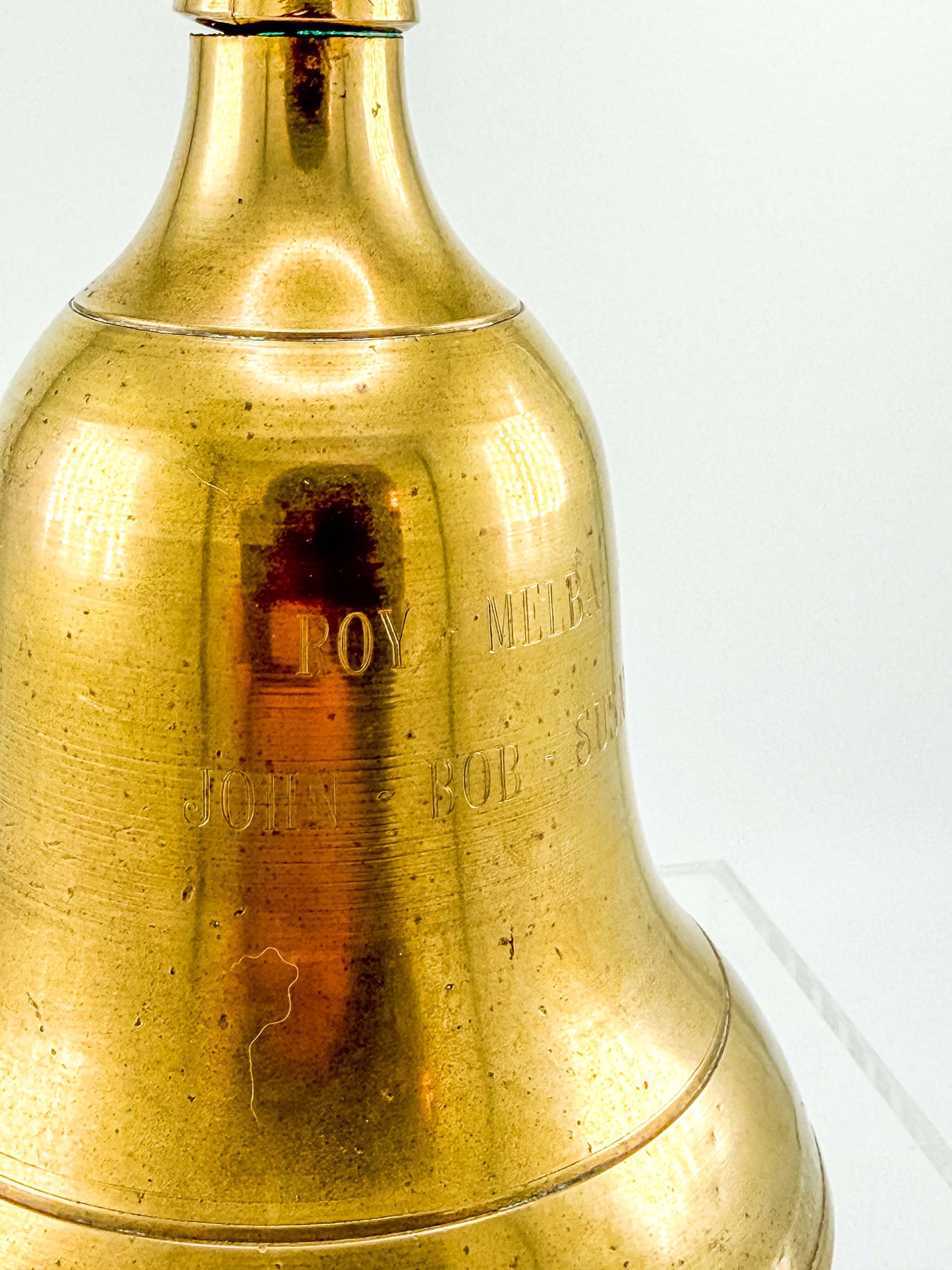 Vintage Engraved Brass Hand Bell – Personalized Family Names