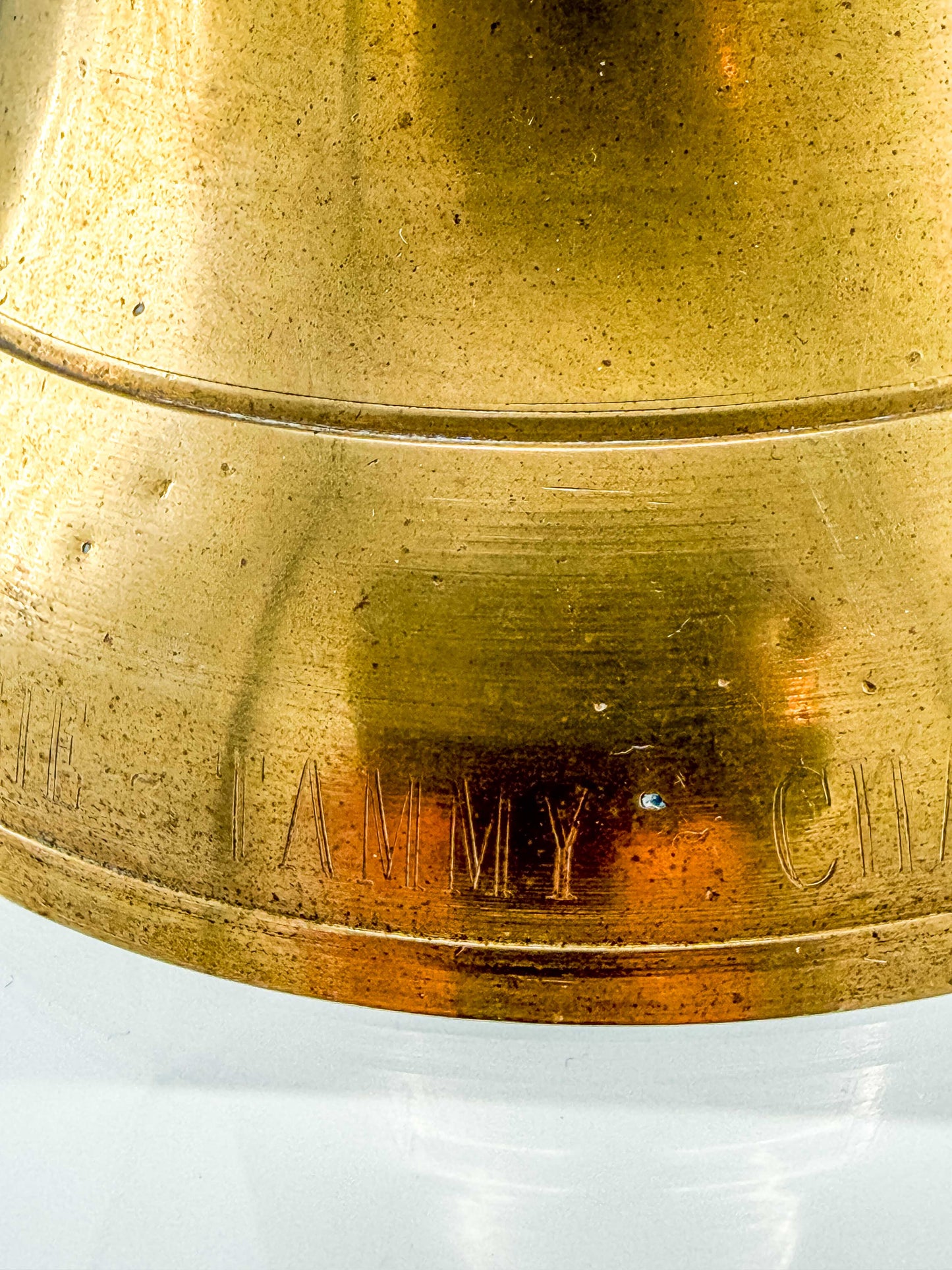 Vintage Engraved Brass Hand Bell – Personalized Family Names