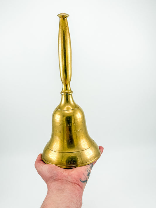 Vintage Engraved Brass Hand Bell – Personalized Family Names