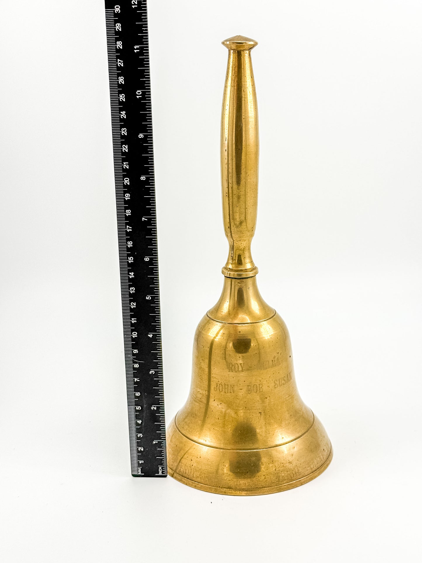 Vintage Engraved Brass Hand Bell – Personalized Family Names