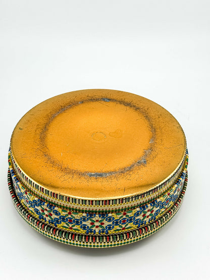 Vintage Dutch Round Tin Box – Floral Faux Bead Mosaic Lid
