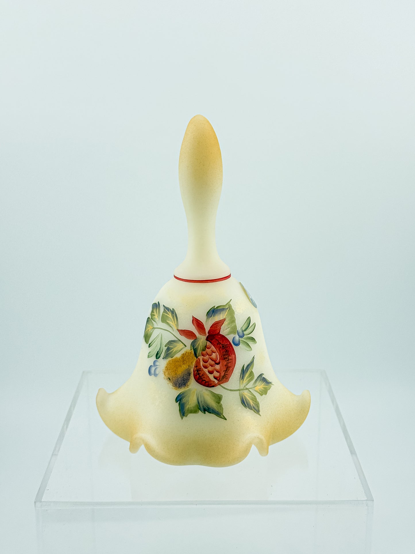 Fenton Custard Glass Bell – Hand Painted, Signed by D. Wright