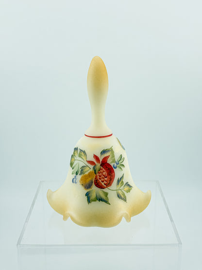 Fenton Custard Glass Bell – Hand Painted, Signed by D. Wright