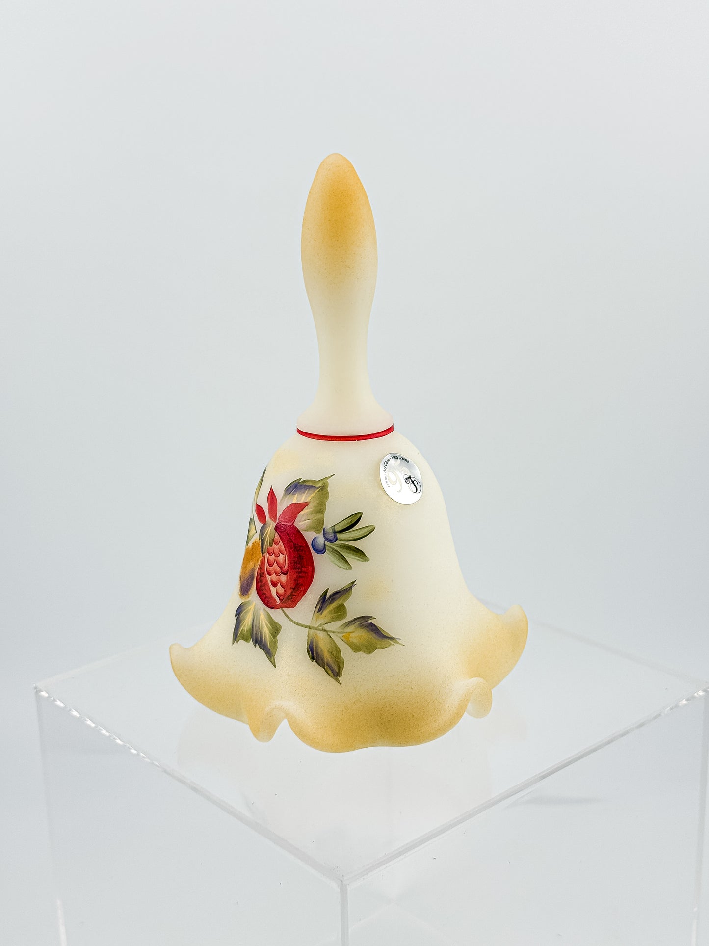 Fenton Custard Glass Bell – Hand Painted, Signed by D. Wright