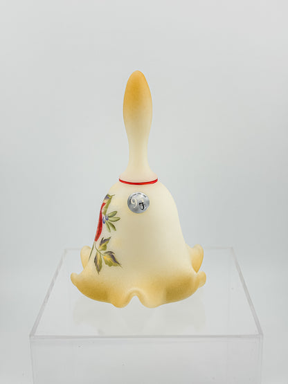 Fenton Custard Glass Bell – Hand Painted, Signed by D. Wright
