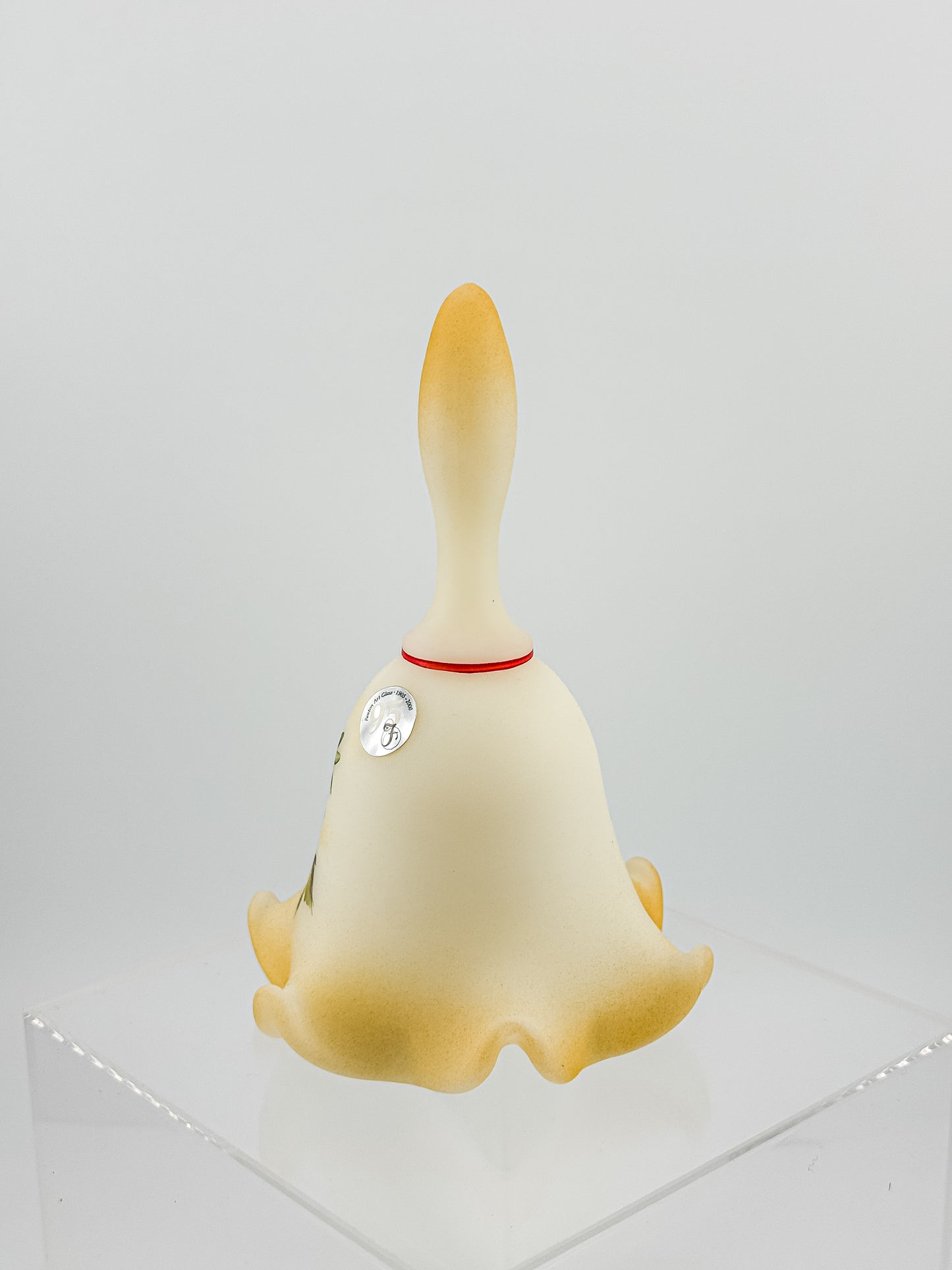 Fenton Custard Glass Bell – Hand Painted, Signed by D. Wright