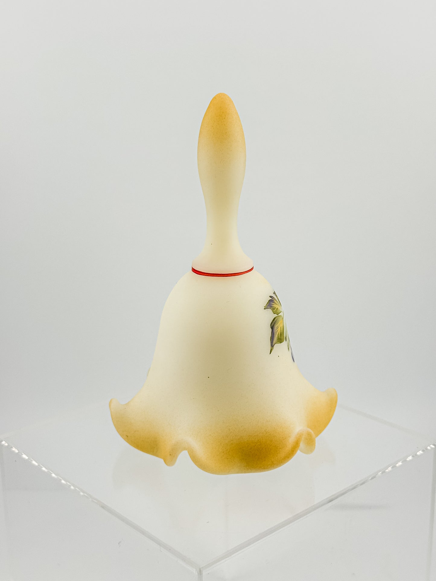 Fenton Custard Glass Bell – Hand Painted, Signed by D. Wright