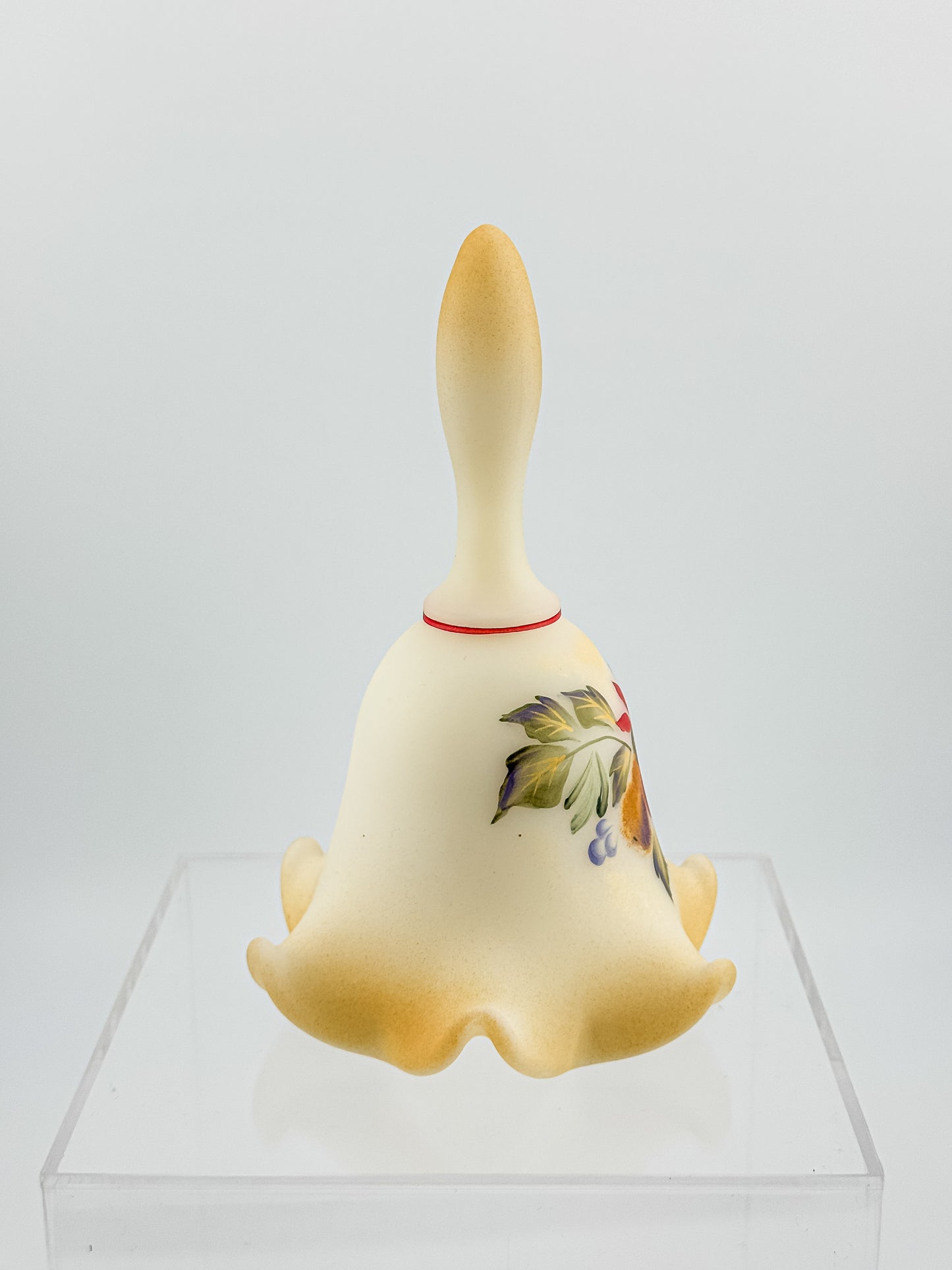 Fenton Custard Glass Bell – Hand Painted, Signed by D. Wright