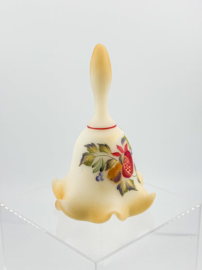 Fenton Custard Glass Bell – Hand Painted, Signed by D. Wright