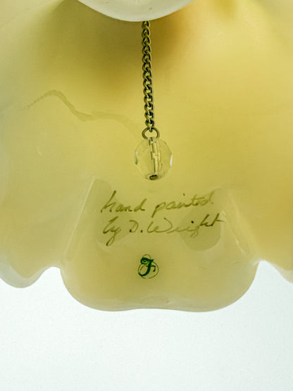 Fenton Custard Glass Bell – Hand Painted, Signed by D. Wright
