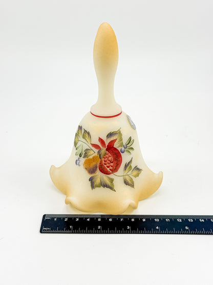 Fenton Custard Glass Bell – Hand Painted, Signed by D. Wright
