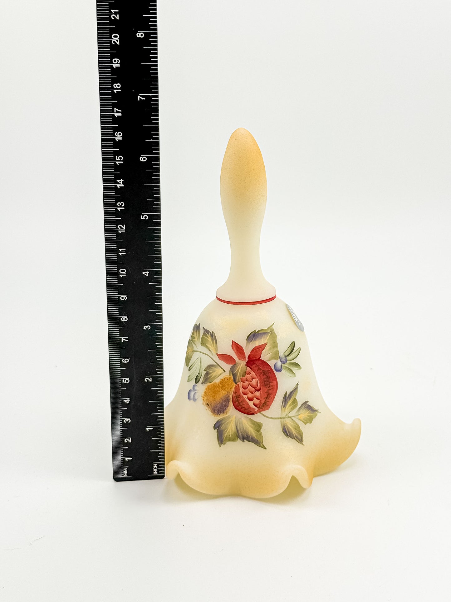 Fenton Custard Glass Bell – Hand Painted, Signed by D. Wright