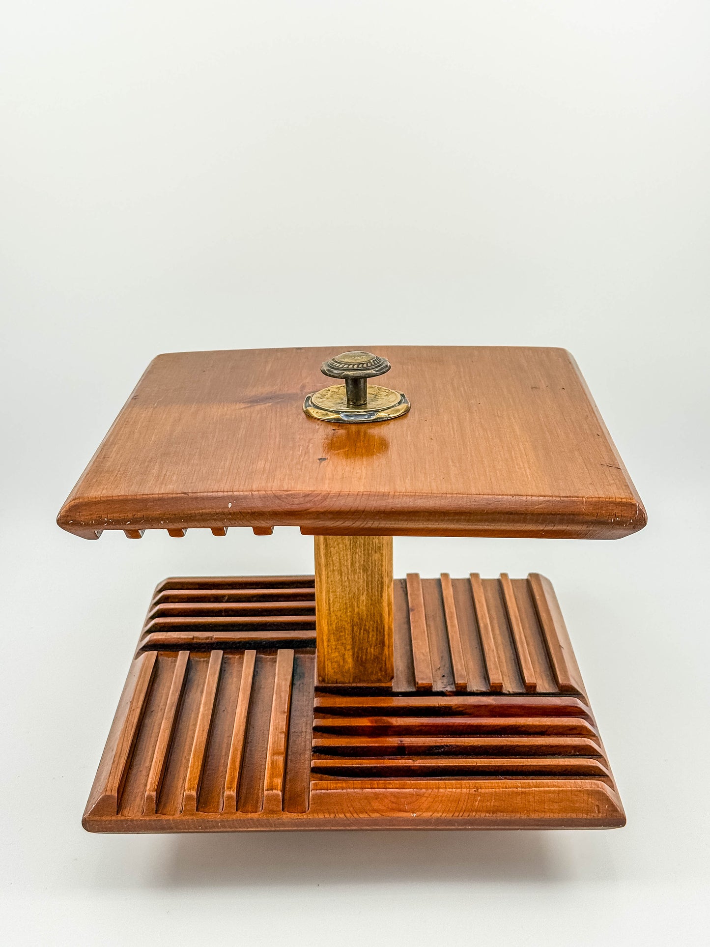 Vintage Mid-Century Modern Rotating Wood CD Holder – Carousel Storage Stand