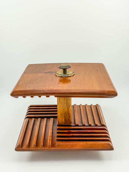 Vintage Mid-Century Modern Rotating Wood CD Holder – Carousel Storage Stand