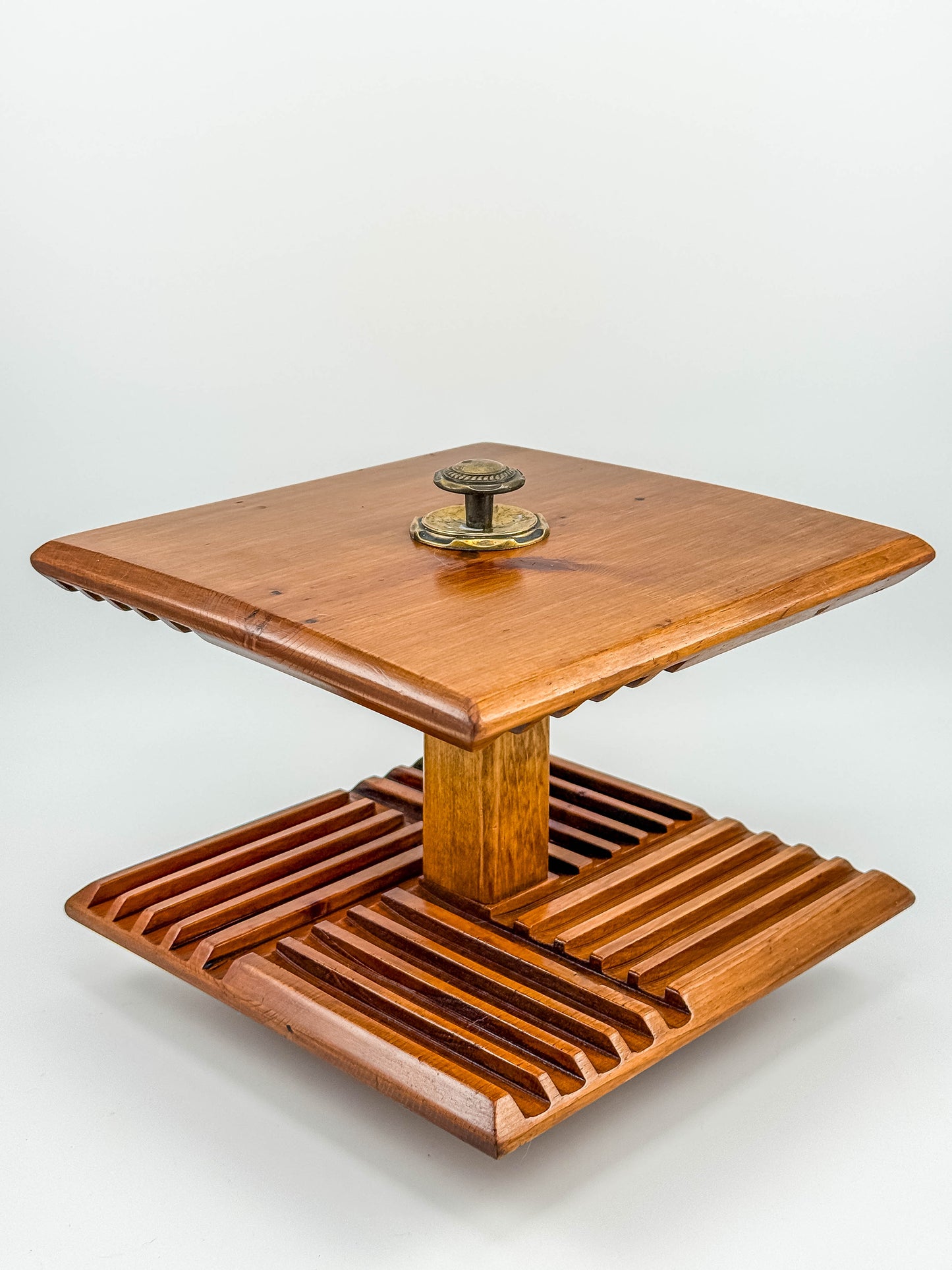 Vintage Mid-Century Modern Rotating Wood CD Holder – Carousel Storage Stand