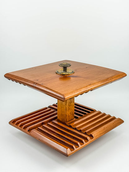 Vintage Mid-Century Modern Rotating Wood CD Holder – Carousel Storage Stand