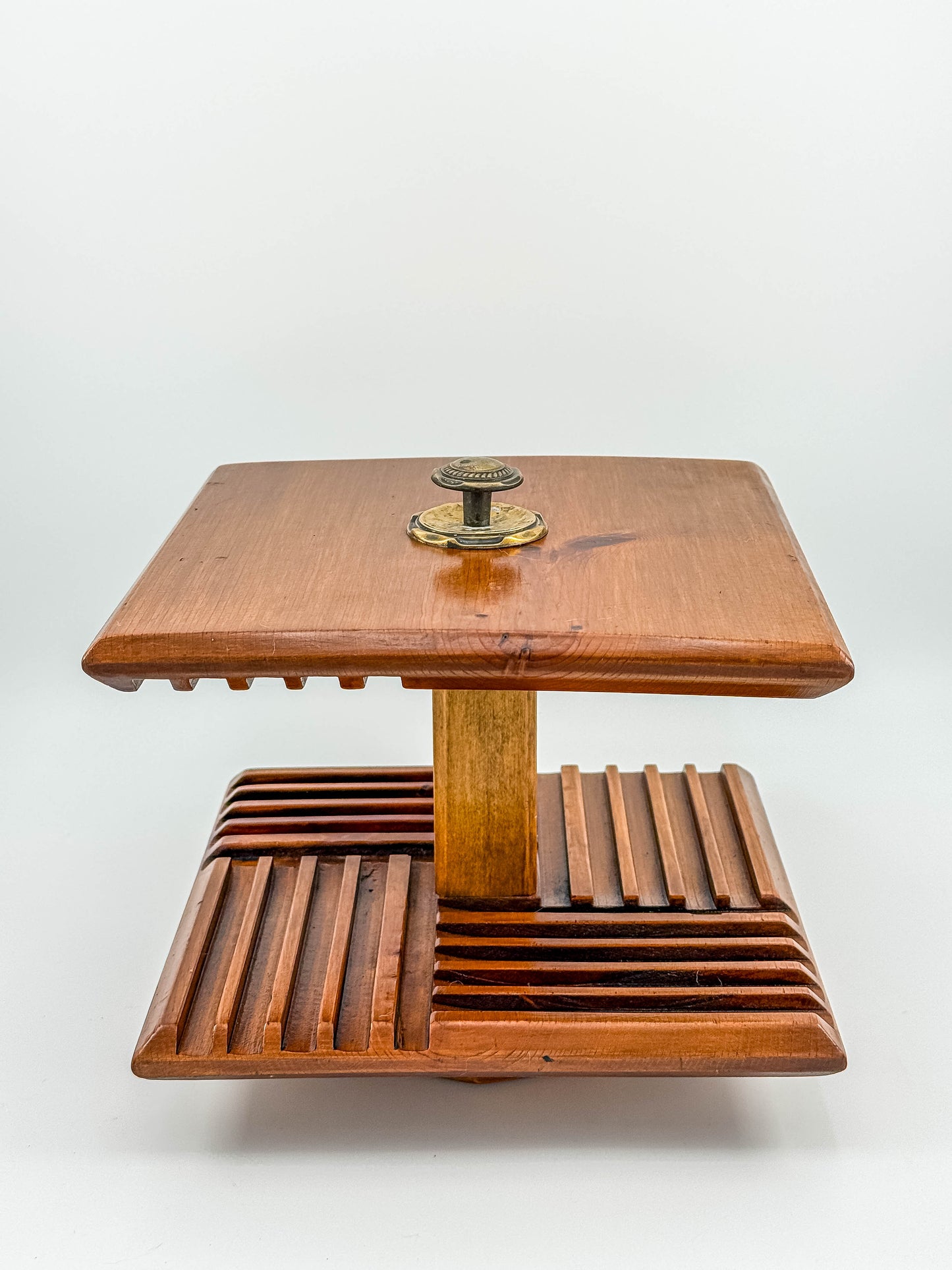 Vintage Mid-Century Modern Rotating Wood CD Holder – Carousel Storage Stand