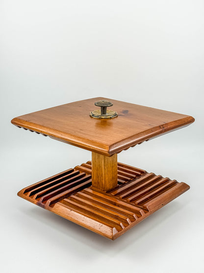 Vintage Mid-Century Modern Rotating Wood CD Holder – Carousel Storage Stand