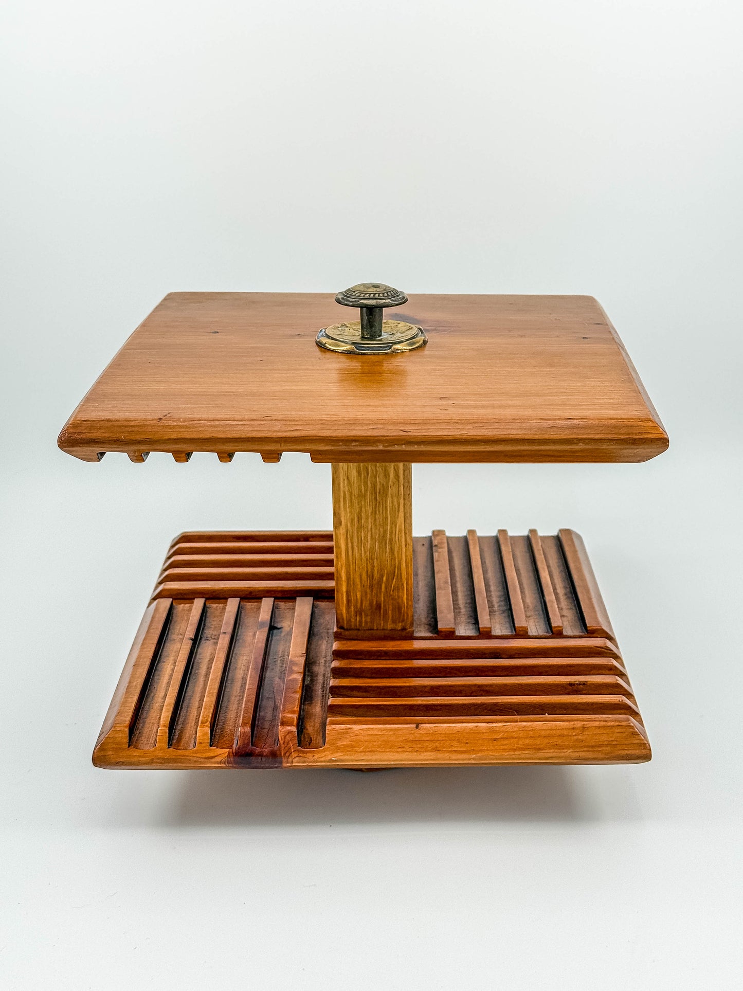Vintage Mid-Century Modern Rotating Wood CD Holder – Carousel Storage Stand