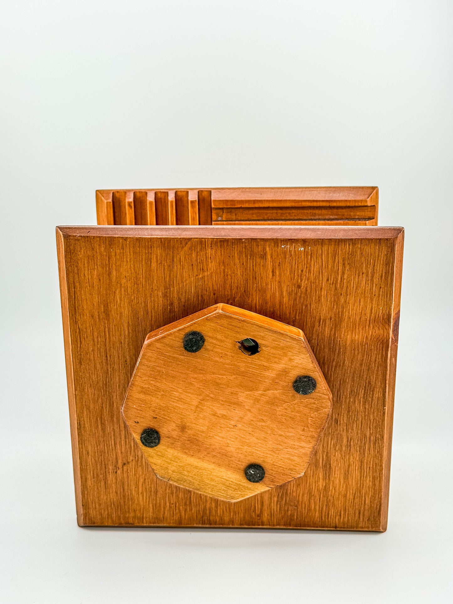Vintage Mid-Century Modern Rotating Wood CD Holder – Carousel Storage Stand