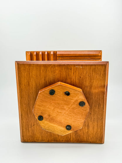 Vintage Mid-Century Modern Rotating Wood CD Holder – Carousel Storage Stand