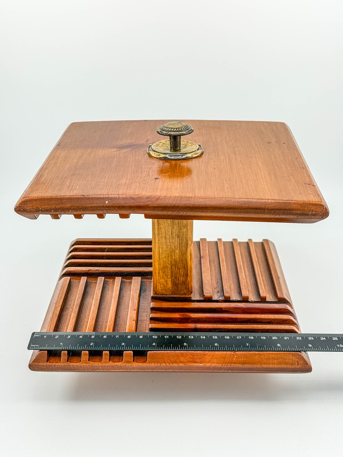 Vintage Mid-Century Modern Rotating Wood CD Holder – Carousel Storage Stand