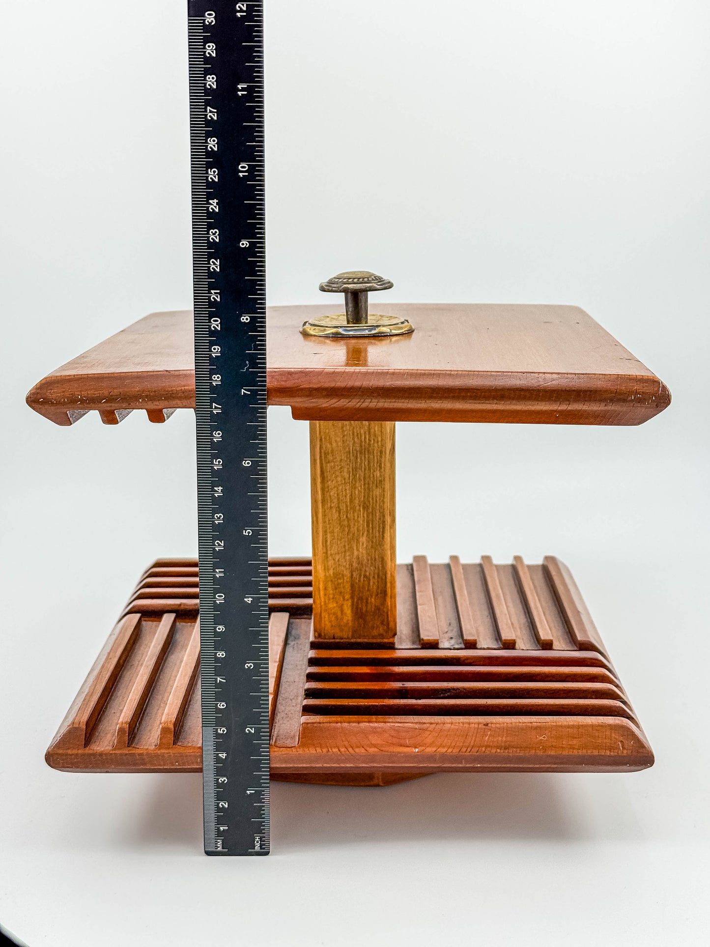 Vintage Mid-Century Modern Rotating Wood CD Holder – Carousel Storage Stand
