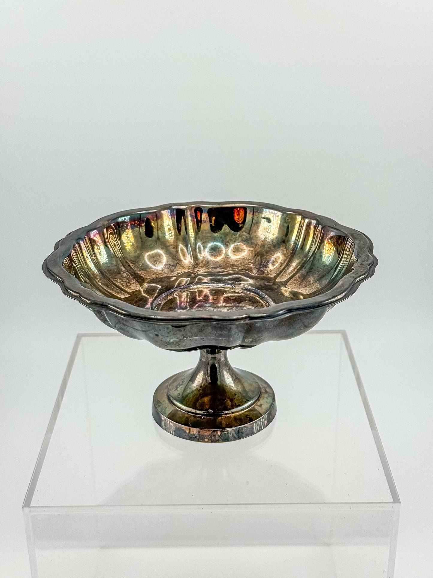 Oneida Silver Plate Compote Dish – Multicolor Aged Patina