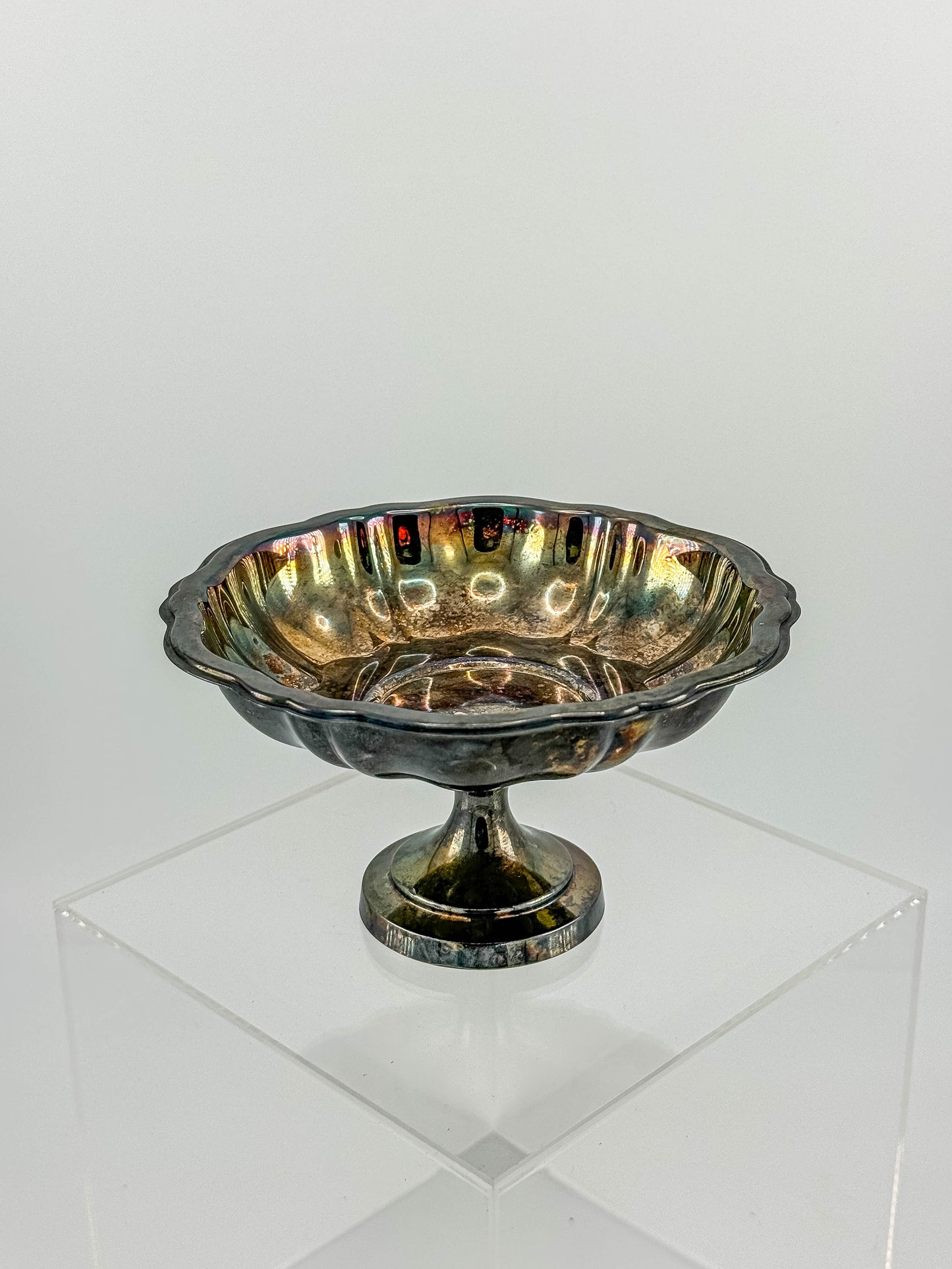 Oneida Silver Plate Compote Dish – Multicolor Aged Patina