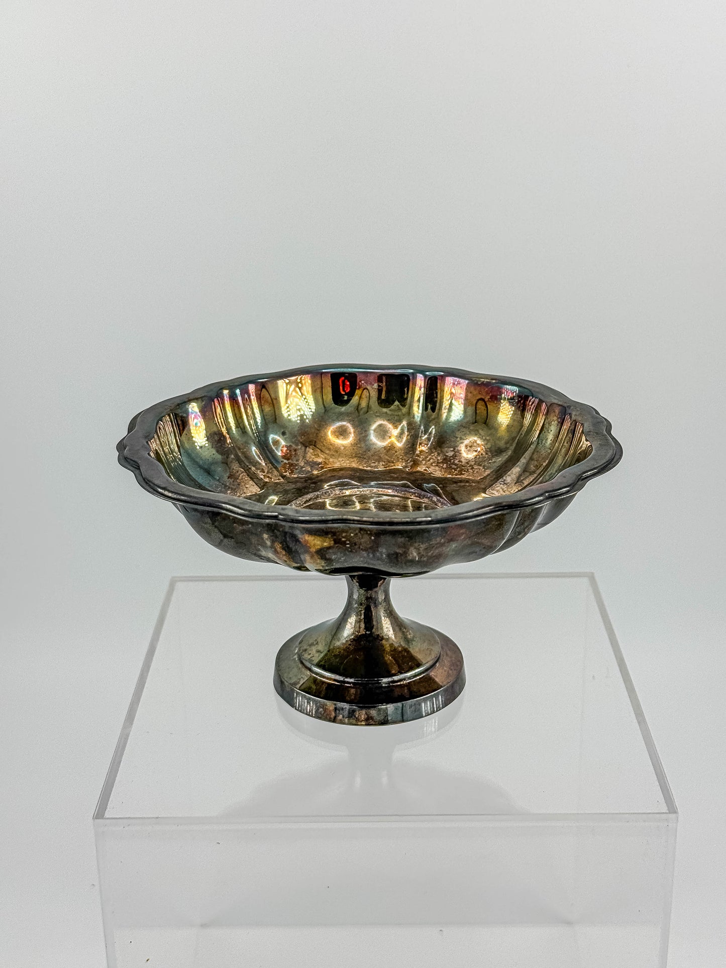 Oneida Silver Plate Compote Dish – Multicolor Aged Patina