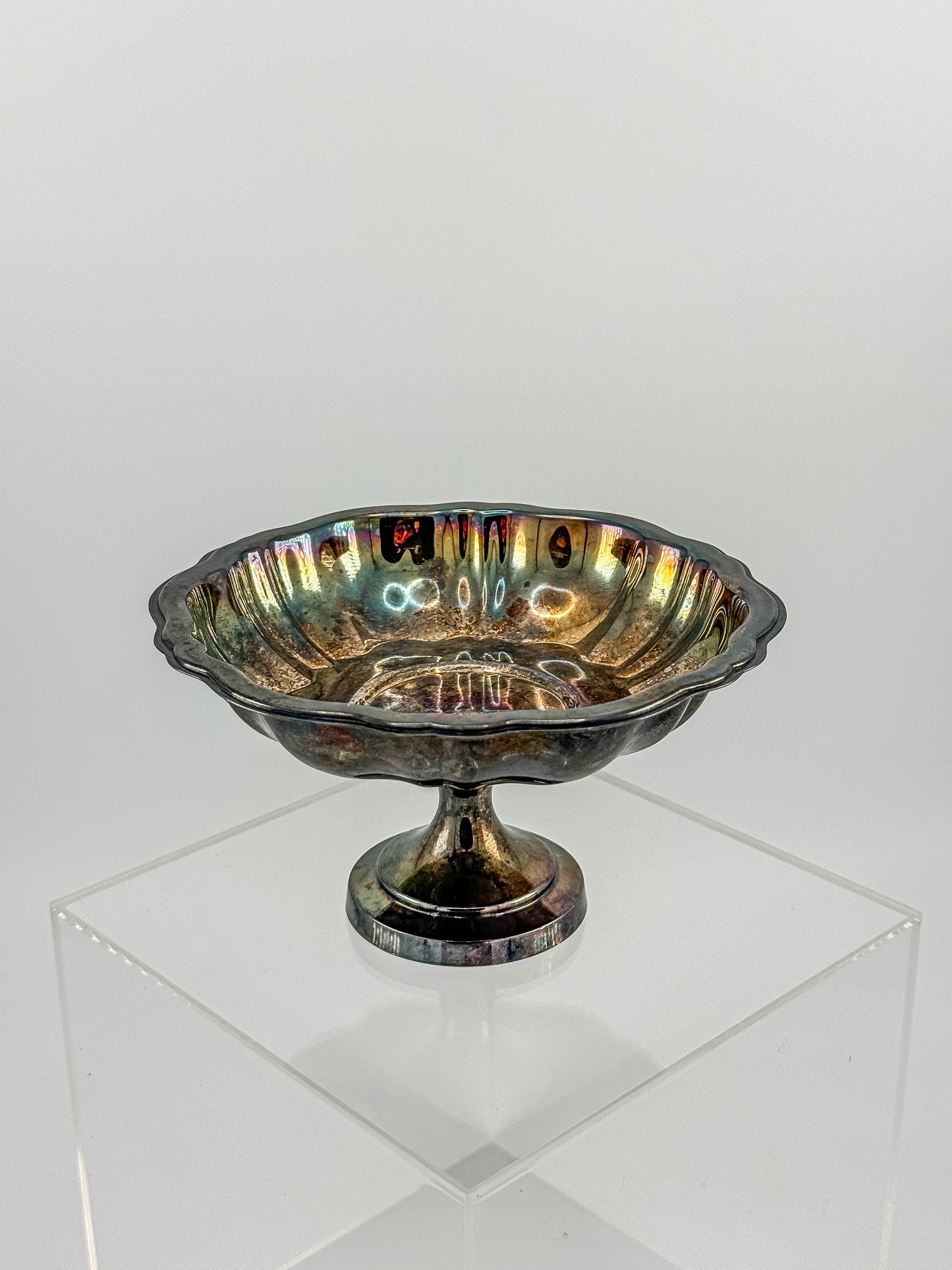 Oneida Silver Plate Compote Dish – Multicolor Aged Patina