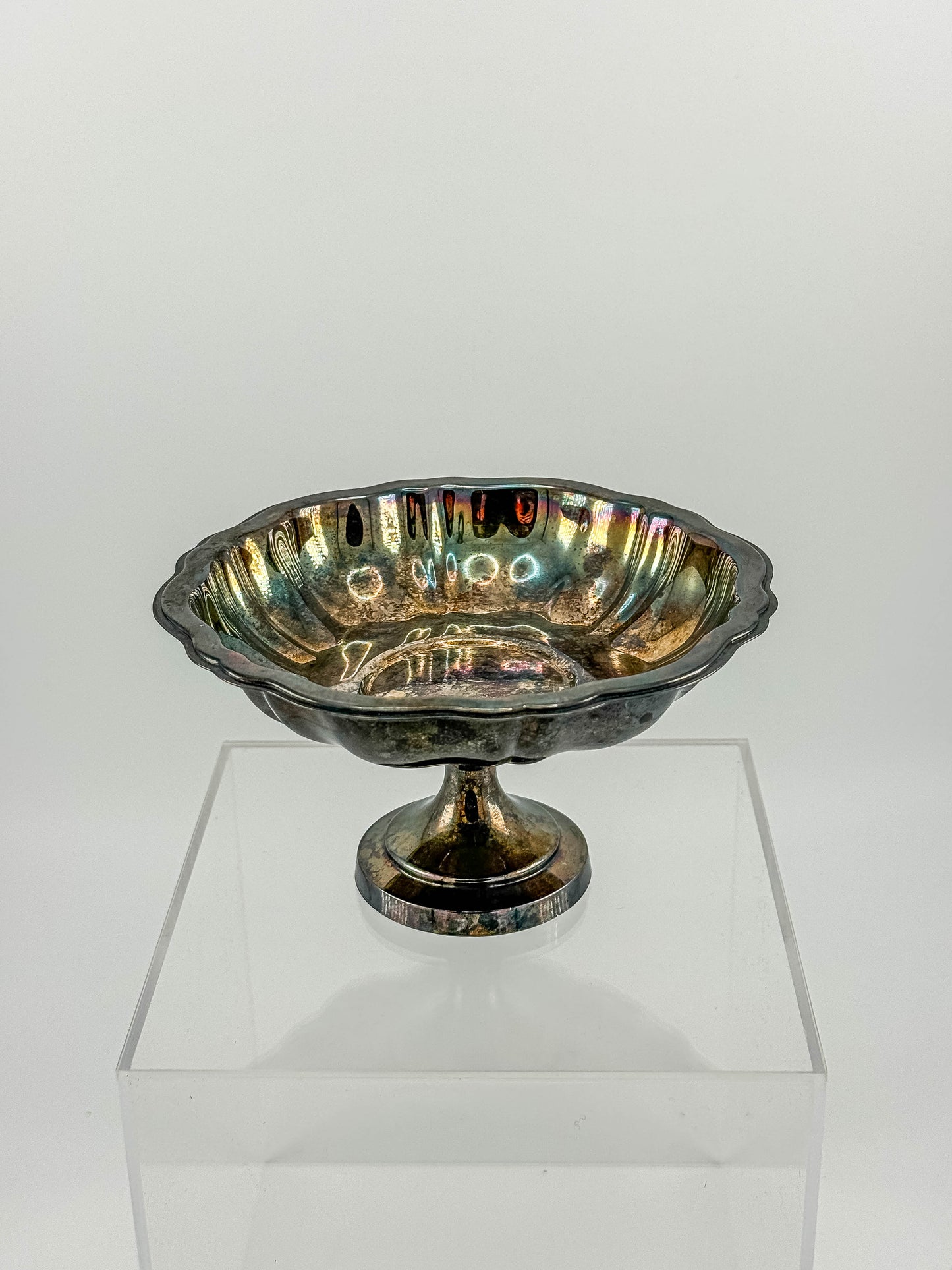 Oneida Silver Plate Compote Dish – Multicolor Aged Patina