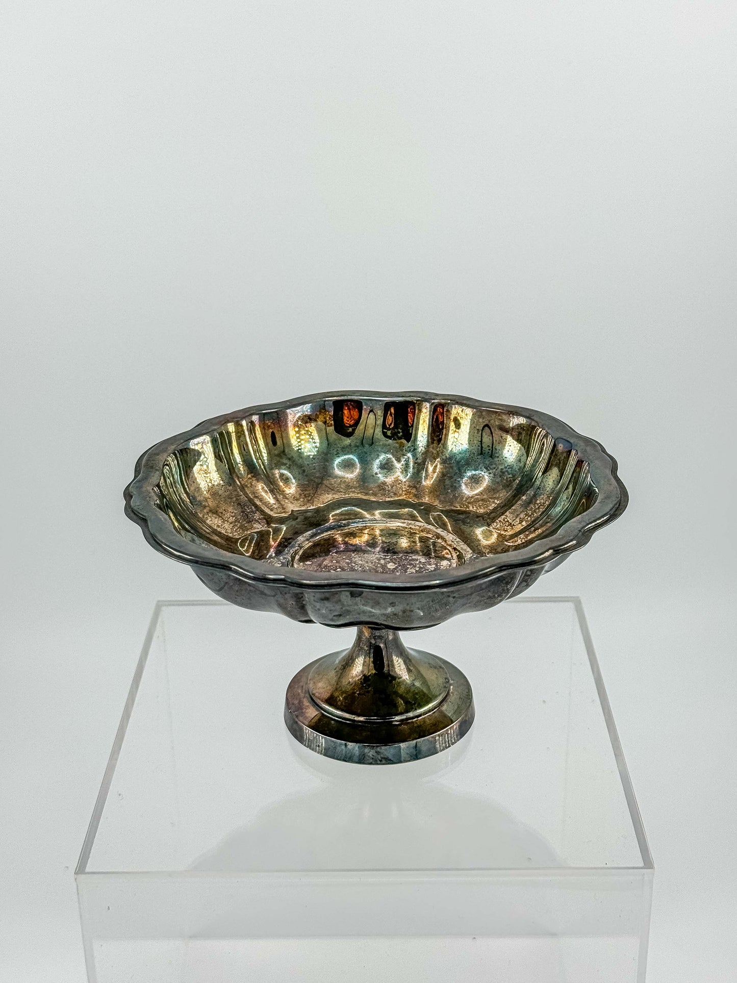 Oneida Silver Plate Compote Dish – Multicolor Aged Patina