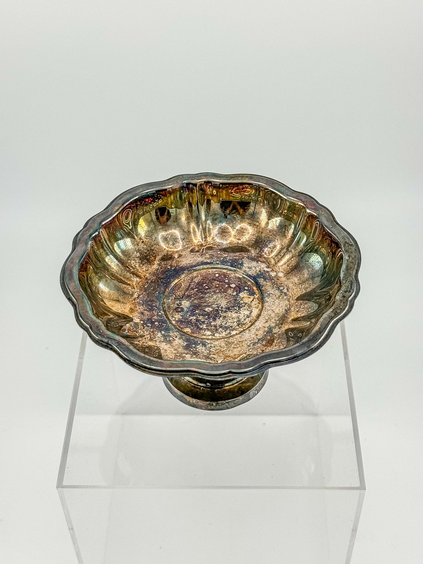 Oneida Silver Plate Compote Dish – Multicolor Aged Patina