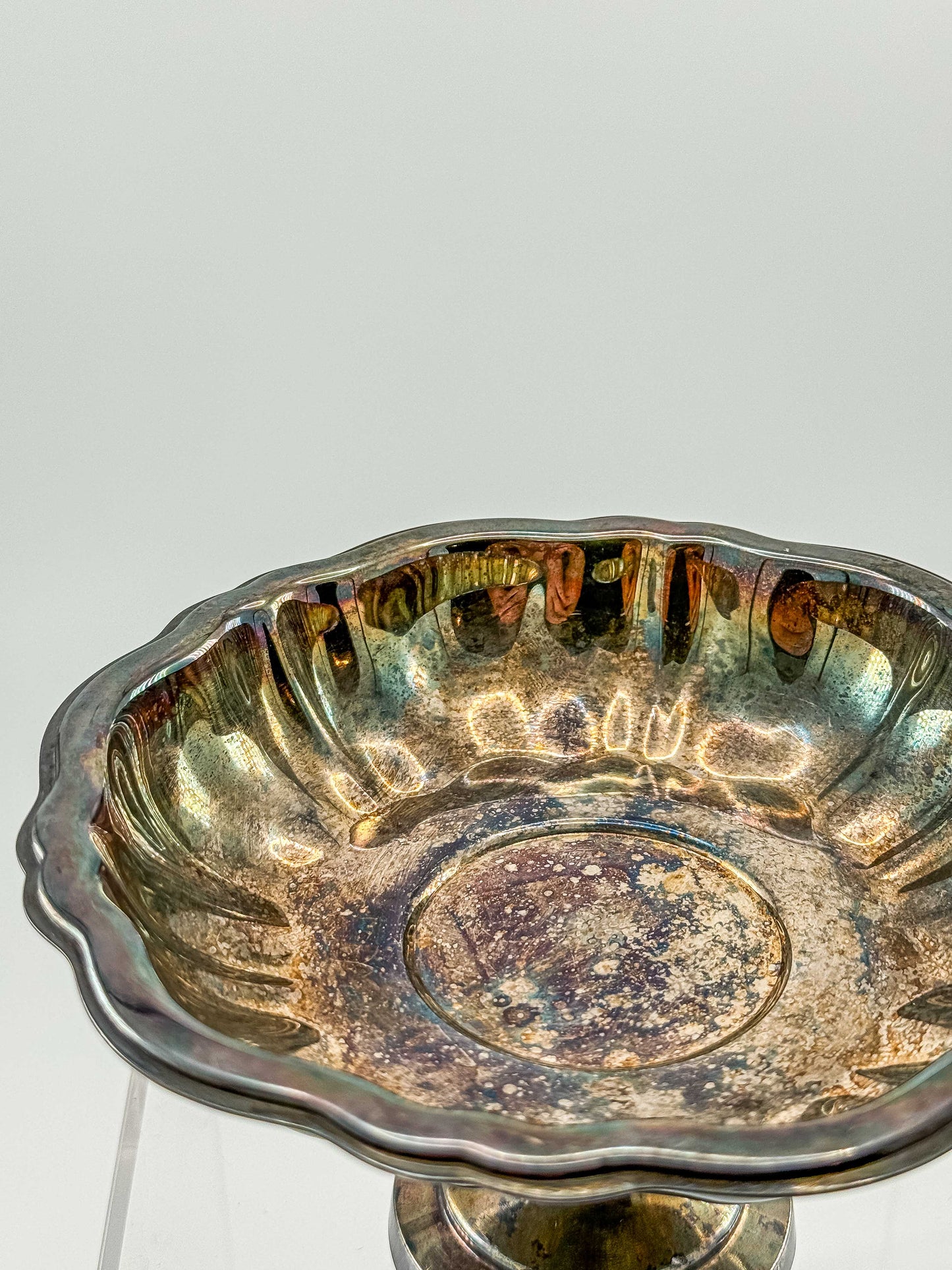 Oneida Silver Plate Compote Dish – Multicolor Aged Patina
