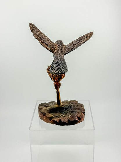 Hand-Carved Wood Hummingbird Sculpture – Folk Art Bird Figurine