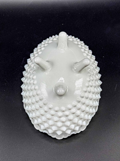 Oval White Hobnail Milk Glass Footed Covered Dish