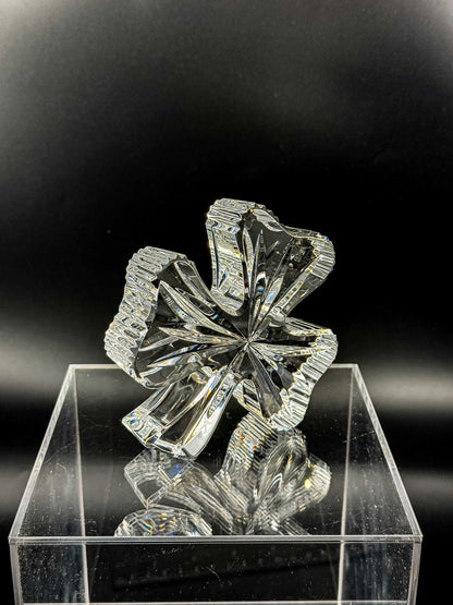 Waterford Crystal Shamrock Clover Large Paperweight — Signed, In Box