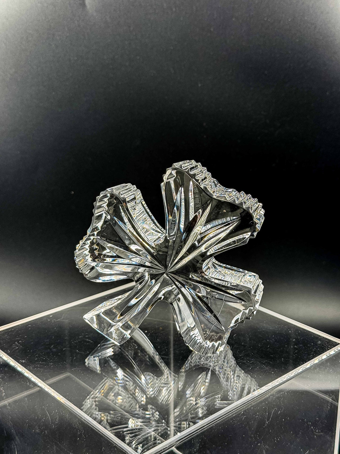 Waterford Crystal Shamrock Clover Large Paperweight — Signed, In Box