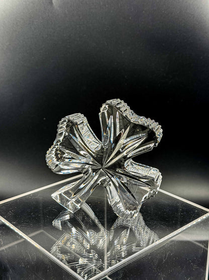 Waterford Crystal Shamrock Clover Large Paperweight — Signed, In Box