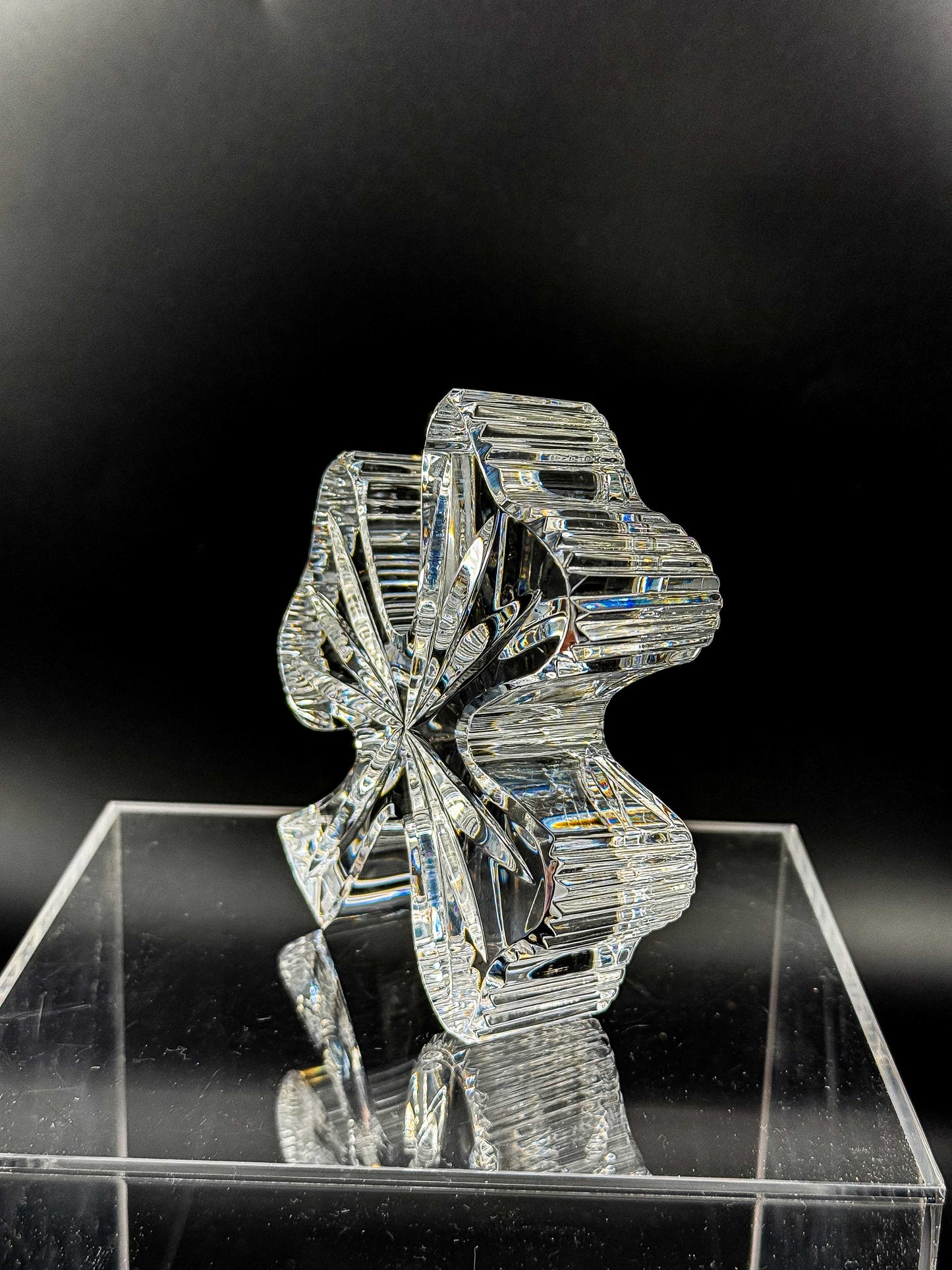 Waterford Crystal Shamrock Clover Large Paperweight — Signed, In Box