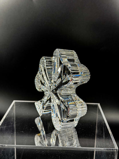 Waterford Crystal Shamrock Clover Large Paperweight — Signed, In Box