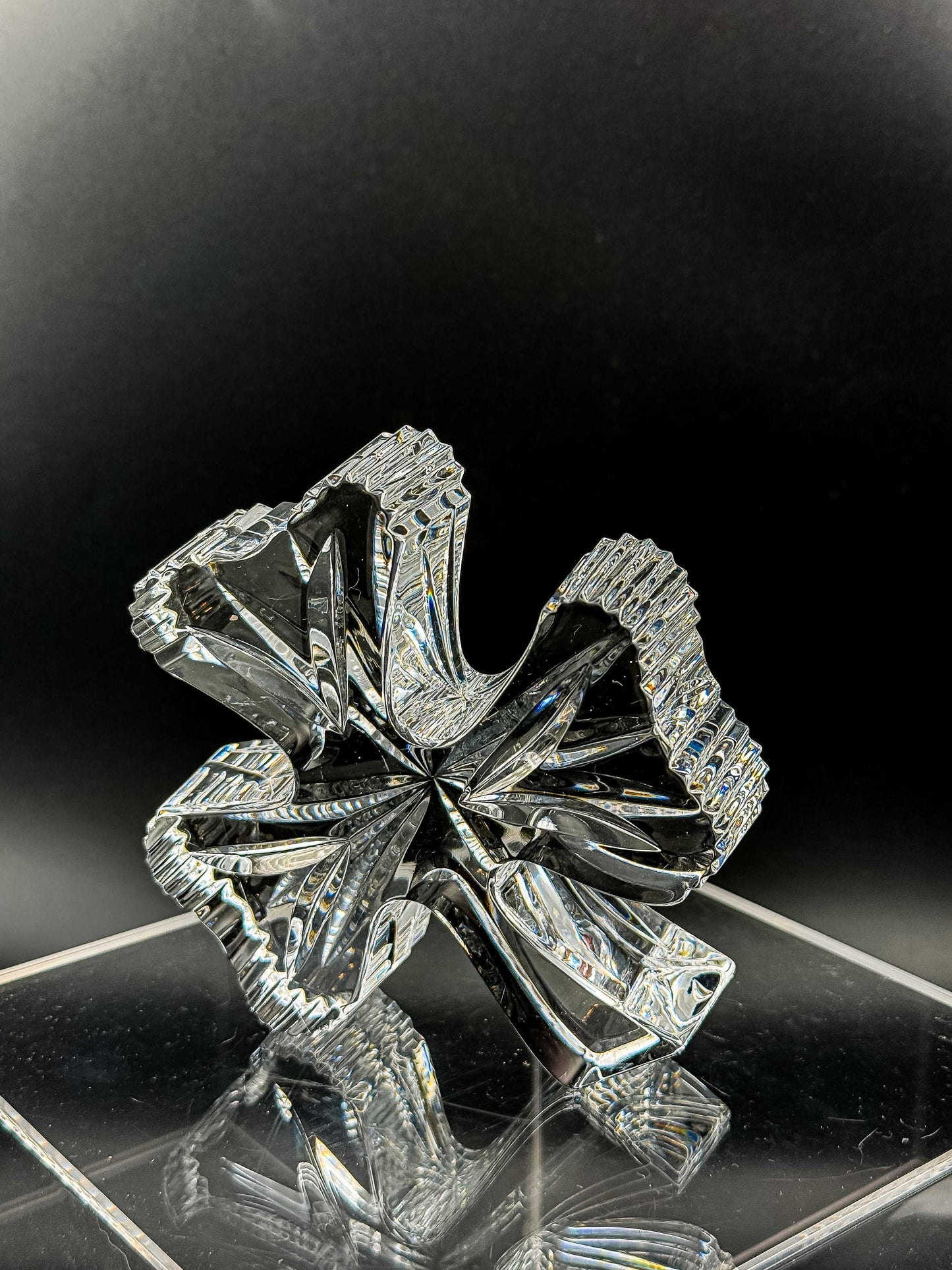 Waterford Crystal Shamrock Clover Large Paperweight — Signed, In Box