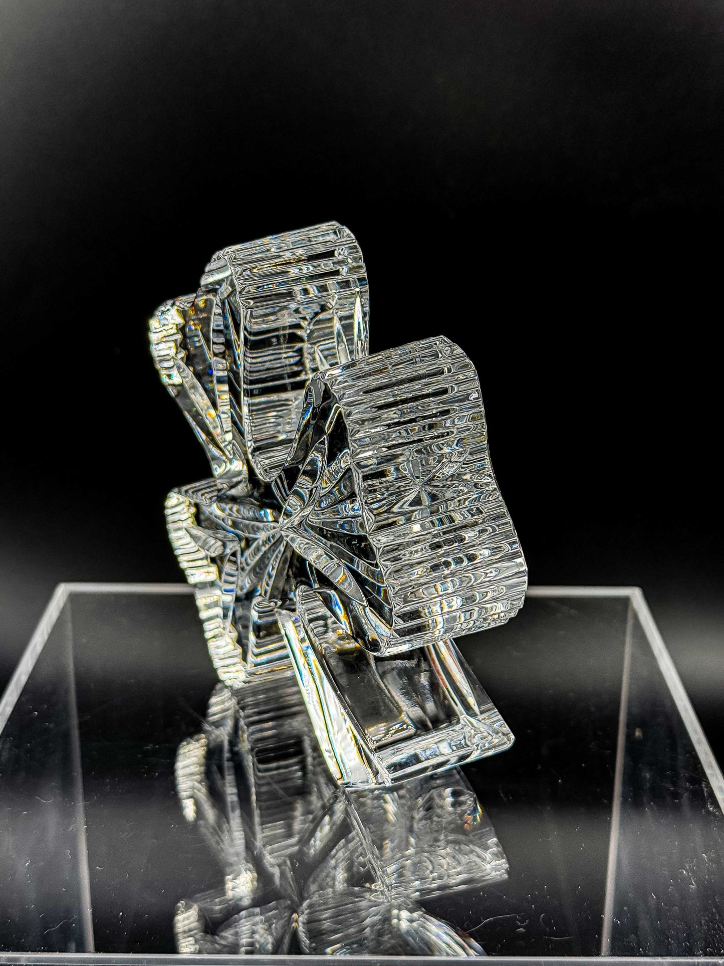 Waterford Crystal Shamrock Clover Large Paperweight — Signed, In Box