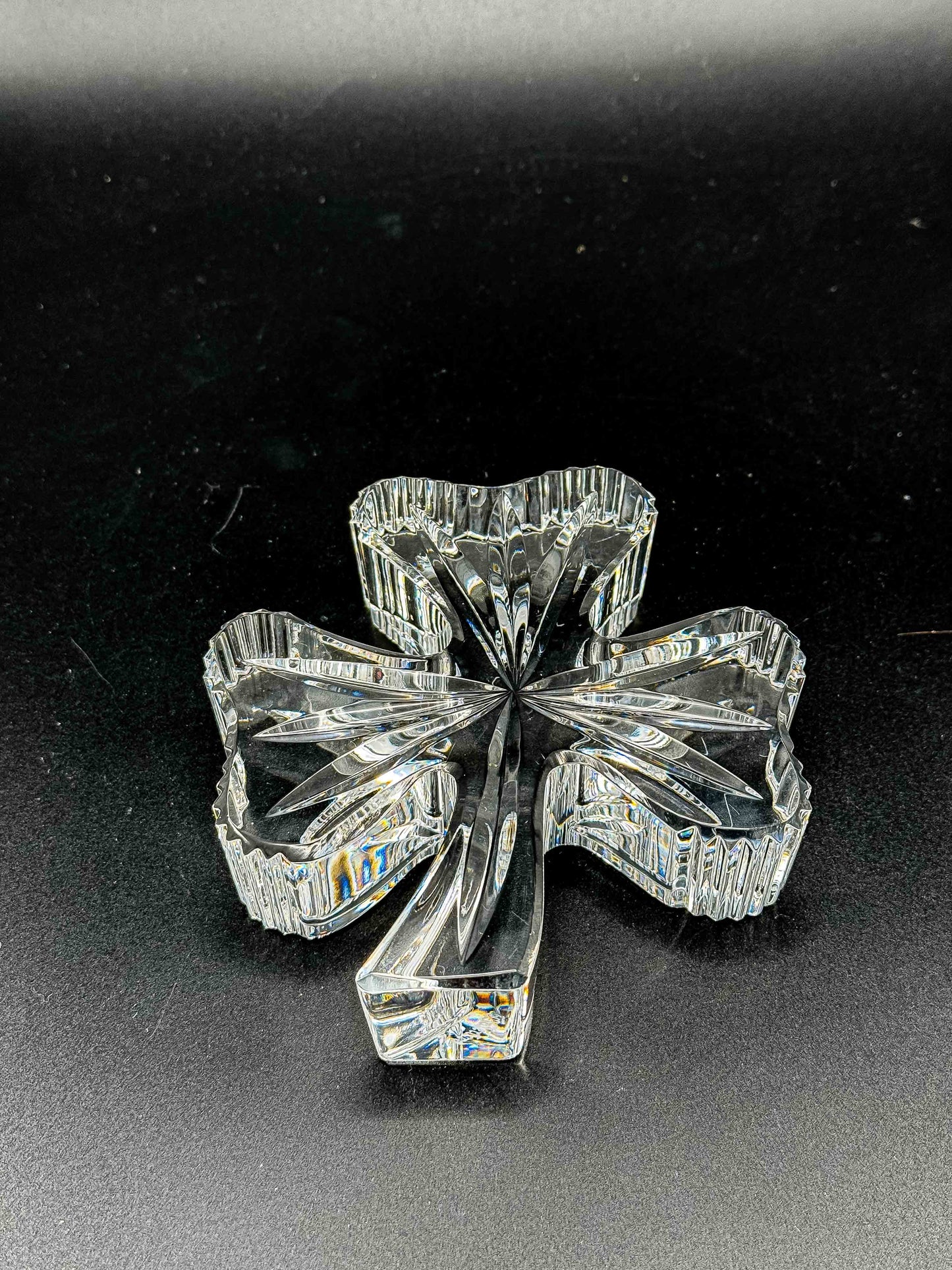Waterford Crystal Shamrock Clover Large Paperweight — Signed, In Box