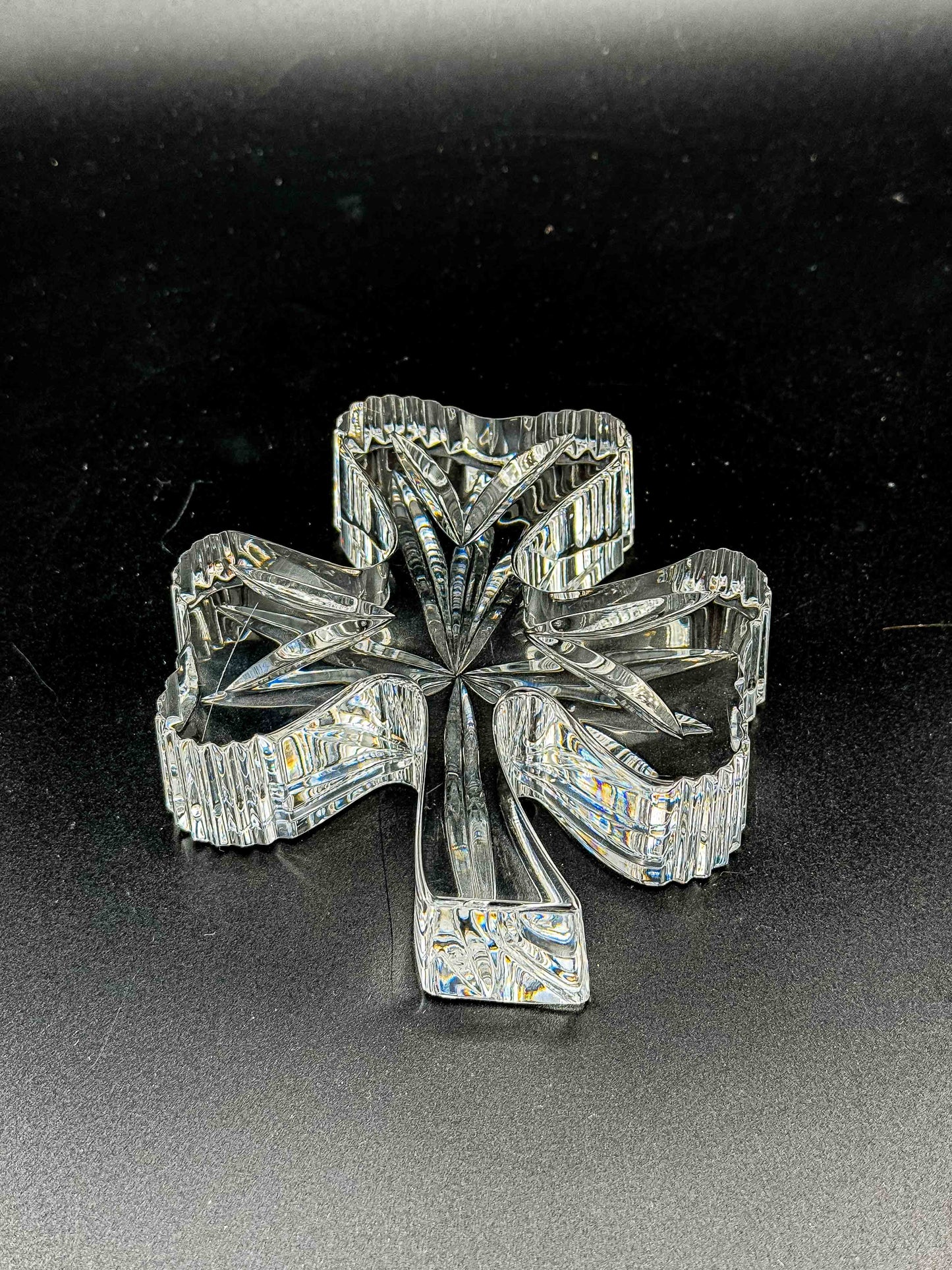 Waterford Crystal Shamrock Clover Large Paperweight — Signed, In Box