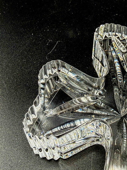 Waterford Crystal Shamrock Clover Large Paperweight — Signed, In Box