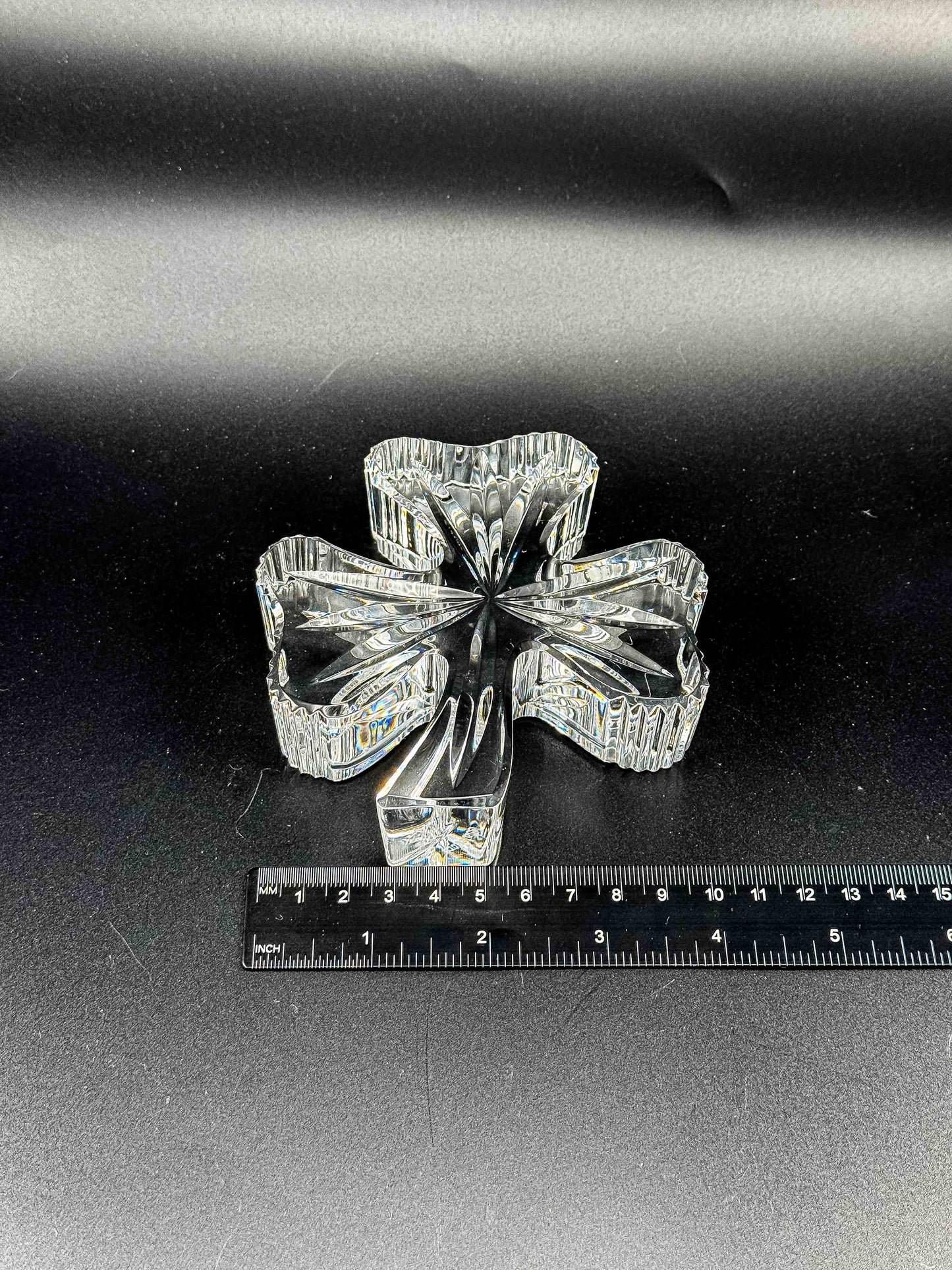 Waterford Crystal Shamrock Clover Large Paperweight — Signed, In Box