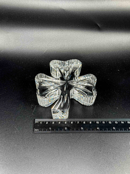 Waterford Crystal Shamrock Clover Large Paperweight — Signed, In Box