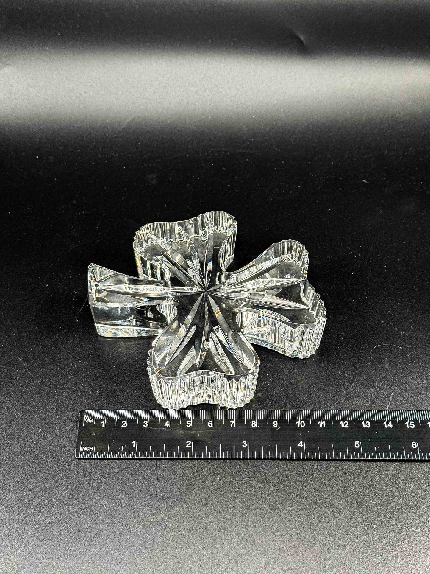Waterford Crystal Shamrock Clover Large Paperweight — Signed, In Box